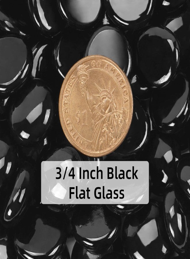 RUOJAS 1LB Black Flat Glass Marbles for Vases, Gemstone Beads Vase Filler Decorative Glass Pebbles for Fish Tank, DIY Crafts, Aquarium Decor Rocks - Image 2